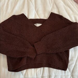 Pink Rose Brown Knit Sweater